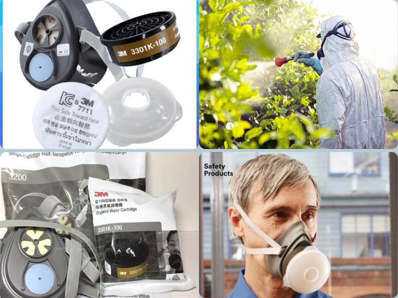 Sử dụng mặt nạ phòng độc, phin của 3M khi phun thuốc trừ sâu