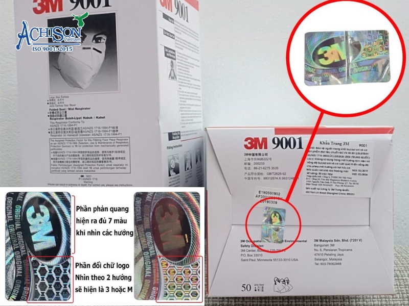 Nhận biết tem chống hàng giả trên khẩu trang 3M