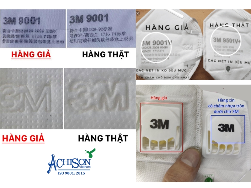 Kiểm tra logo và chữ in là cách trực quan để nhận biết khẩu trang 3M chính hãng